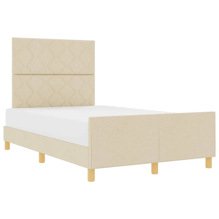 Cadre de lit avec tête de lit Crème 120 x 190 cm tissu - 2
