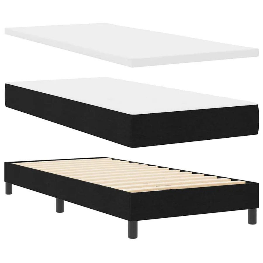 Lit à ressorts avec coussin Noir 100 x 200 cm tissu - 6