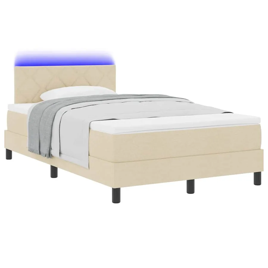 Lit à ressorts avec bandes LED Crème 120 x 200 cm tissu - 3