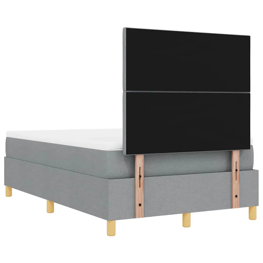 Lit à ressorts avec coussin Gris clair 200 x 120 cm tissu - 10