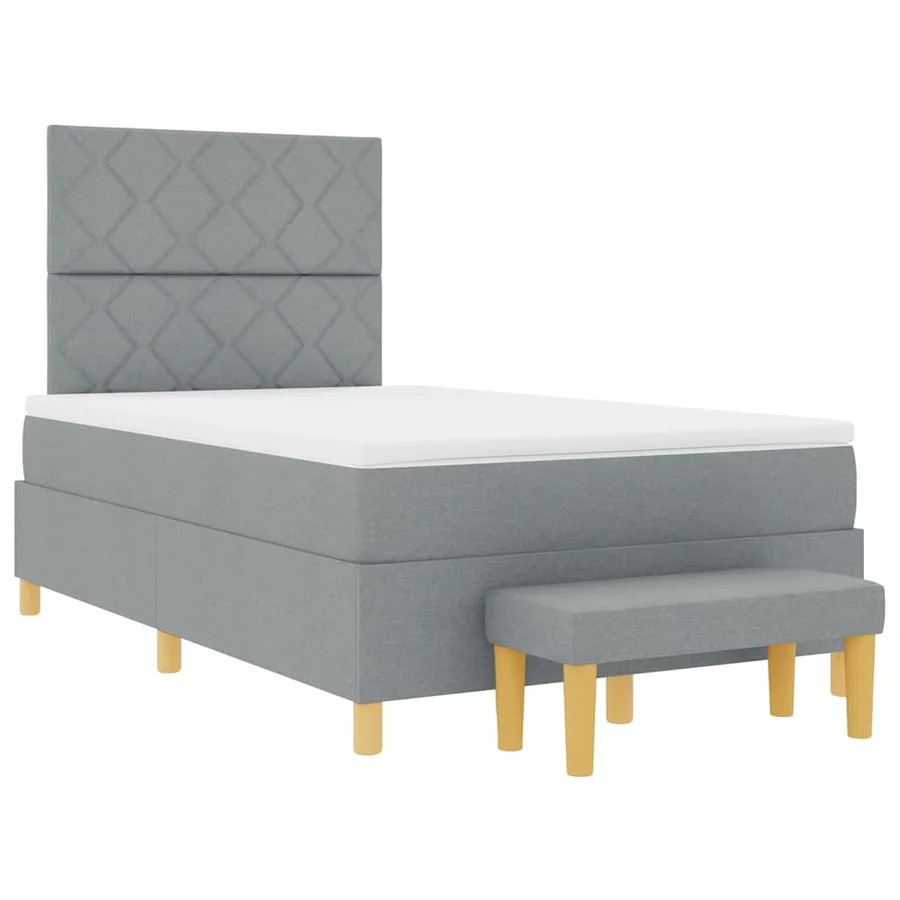 Lit à ressorts avec coussin Gris clair 200 x 120 cm tissu - 4