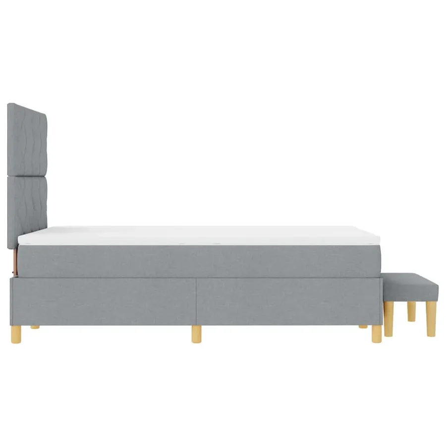 Lit à ressorts avec coussin Gris clair 200 x 120 cm tissu - 9