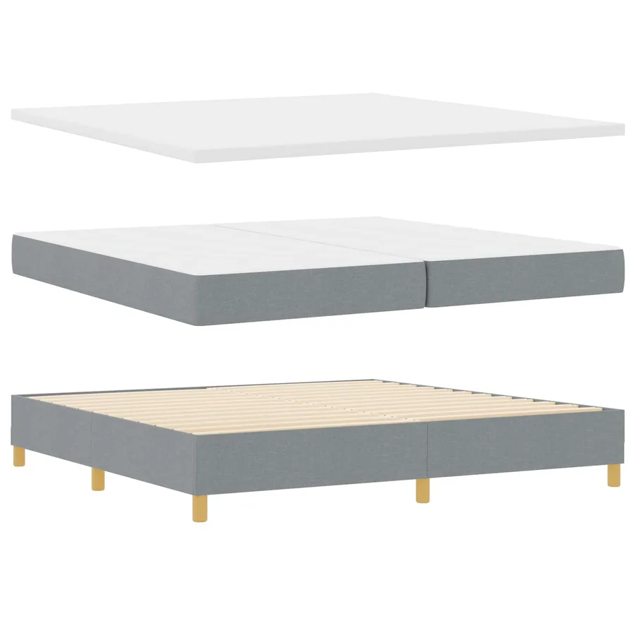 Lit à ressorts avec coussin Gris clair 200 x 200 cm tissu - 5