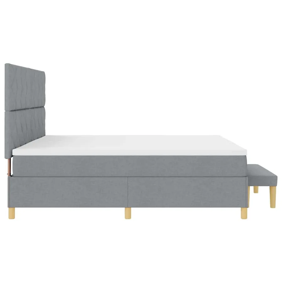 Lit à ressorts avec coussin Gris clair 200 x 200 cm tissu - 9