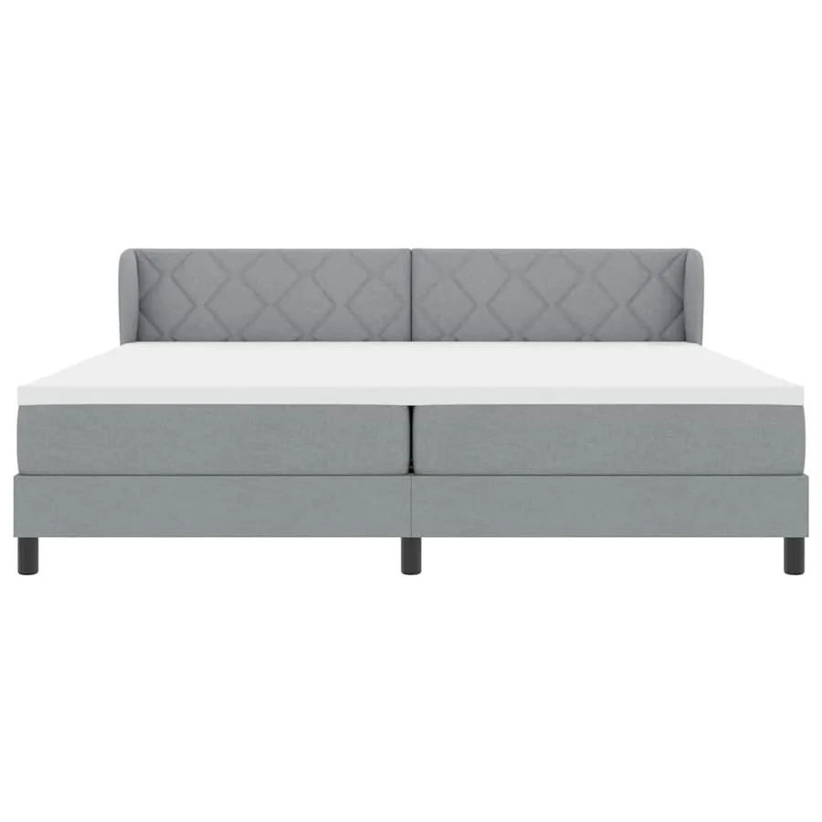 Lit à ressorts avec tête de lit Gris clair 200 x 200 cm tissu - 7