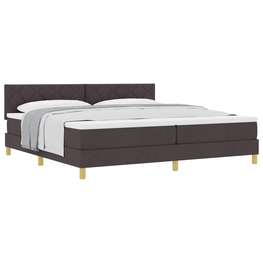 Lit à ressorts avec coussin Marron foncé 200 x 200 cm tissu - 2