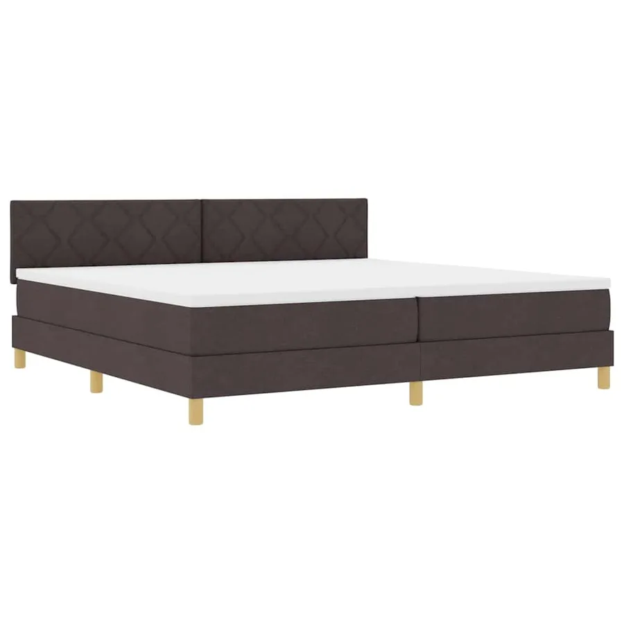 Lit à ressort LED Marron foncé 200 x 200 cm tissu - 2