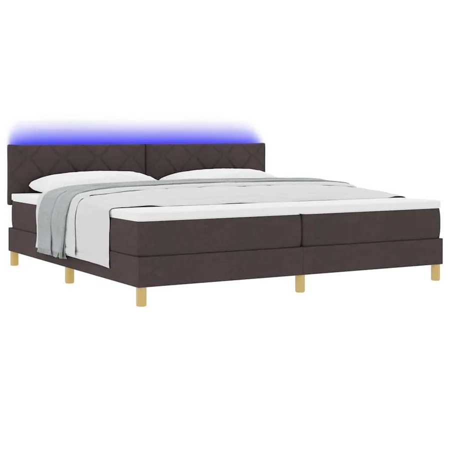Lit à ressort LED Marron foncé 200 x 200 cm tissu - 3