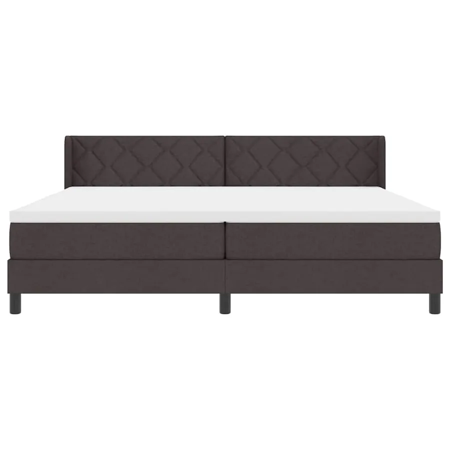 Lit à ressorts avec tête de lit Marron foncé 200 x 200 cm tissu - 7