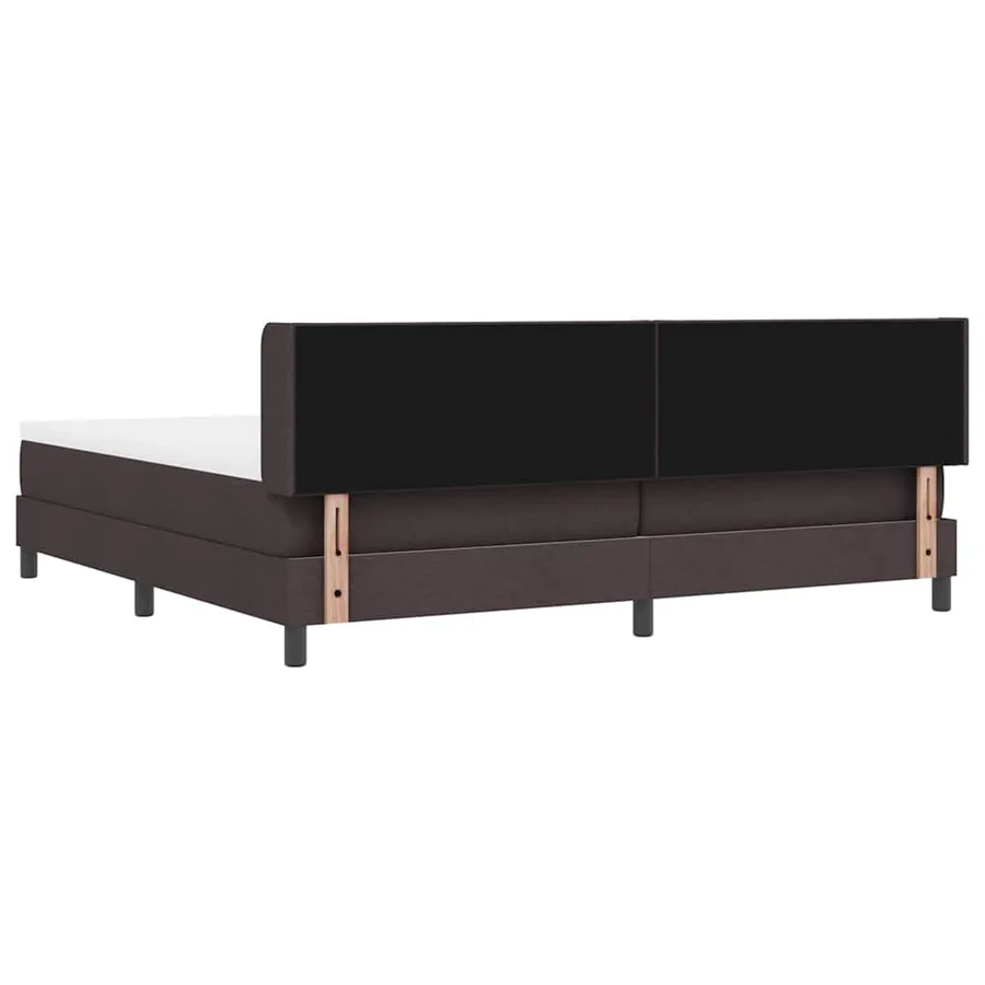 Lit à ressorts avec tête de lit Marron foncé 200 x 200 cm tissu - 9