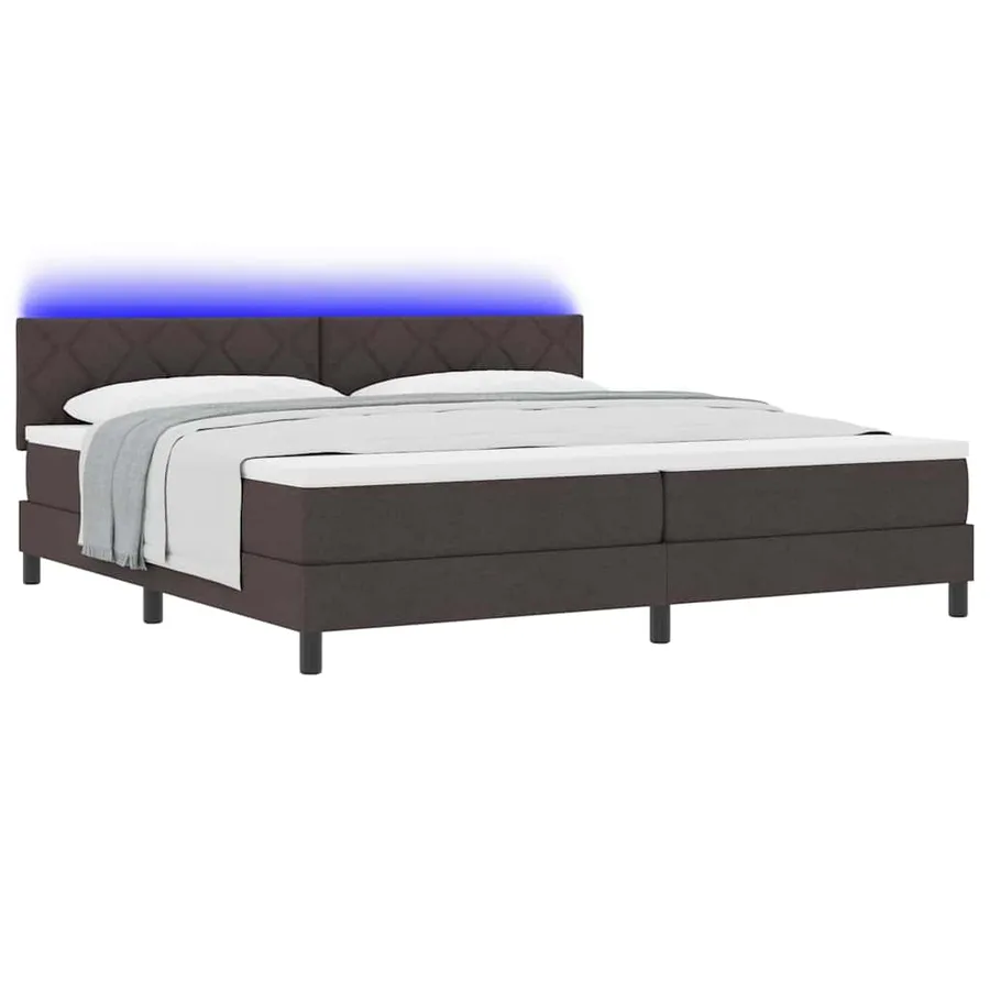 Lit à ressorts avec matelas Marron foncé 200 x 200 cm tissu - 3