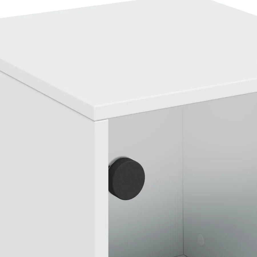 Tables de chevet avec portes en verre 2 pcs blanc 35x37x50 cm - 10