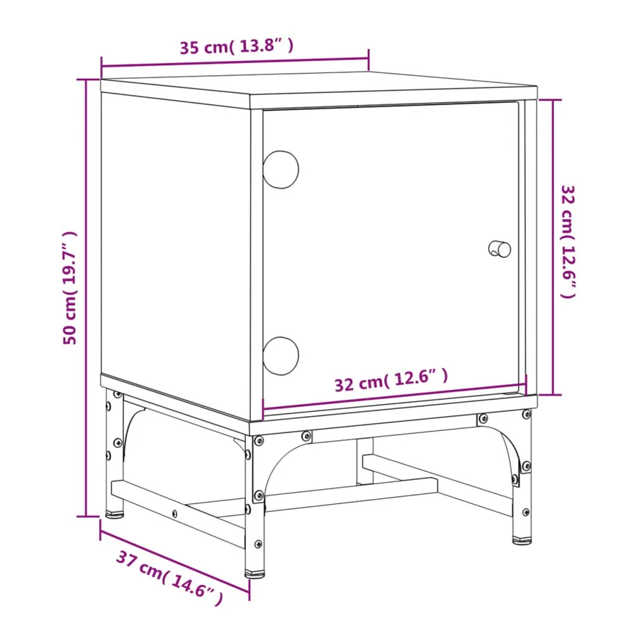 Tables de chevet avec portes en verre 2 pcs blanc 35x37x50 cm - 12