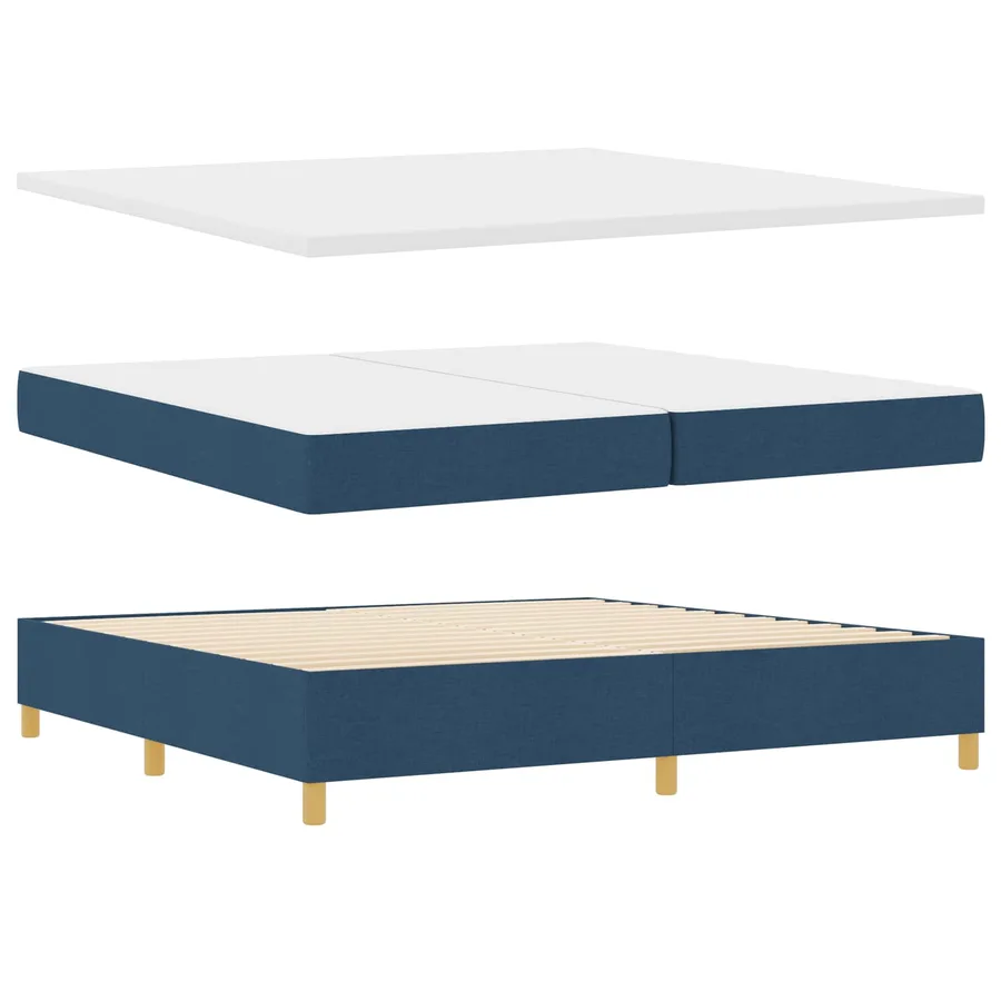 Lit à ressorts avec bandes LED Bleu 200 x 200 cm tissu - 6