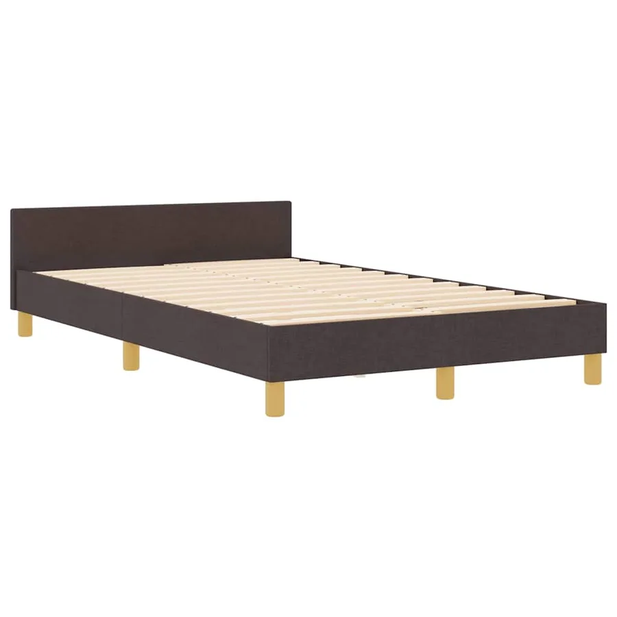 Cadre de lit avec tête de lit Marron foncé 120 x 200 cm tissu - 4