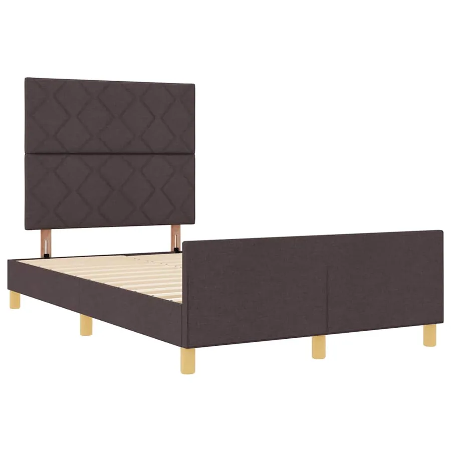 Cadre de lit avec tête de lit Marron foncé 120 x 200 cm tissu - 5