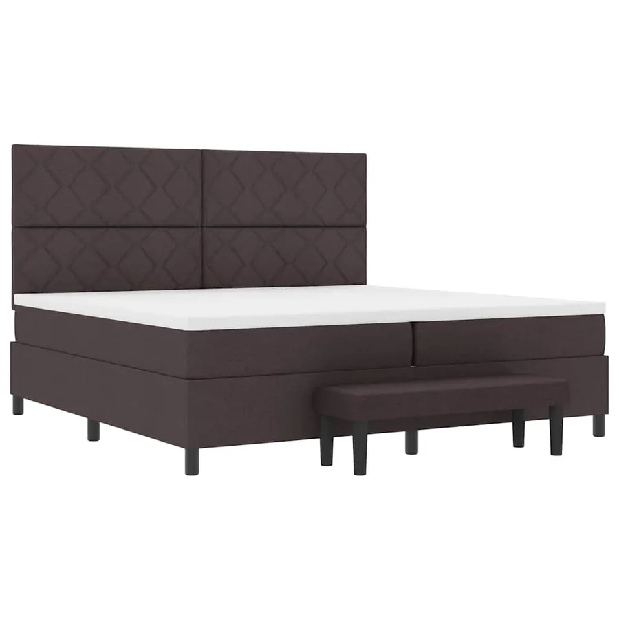 Lit à ressorts avec tête de lit Marron foncé 200 x 200 cm tissu - 6