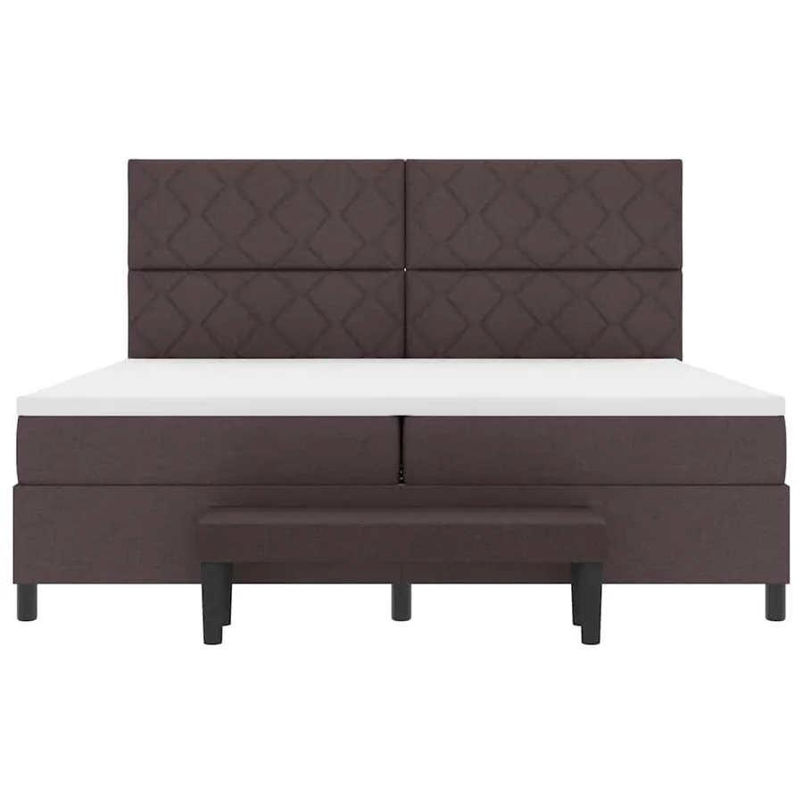 Lit à ressorts avec tête de lit Marron foncé 200 x 200 cm tissu - 7