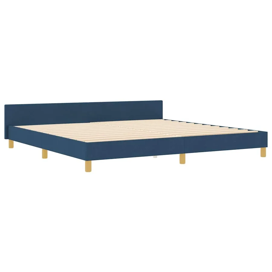 Cadre de lit avec tête de lit Bleu 200 x 200 cm tissu - 4