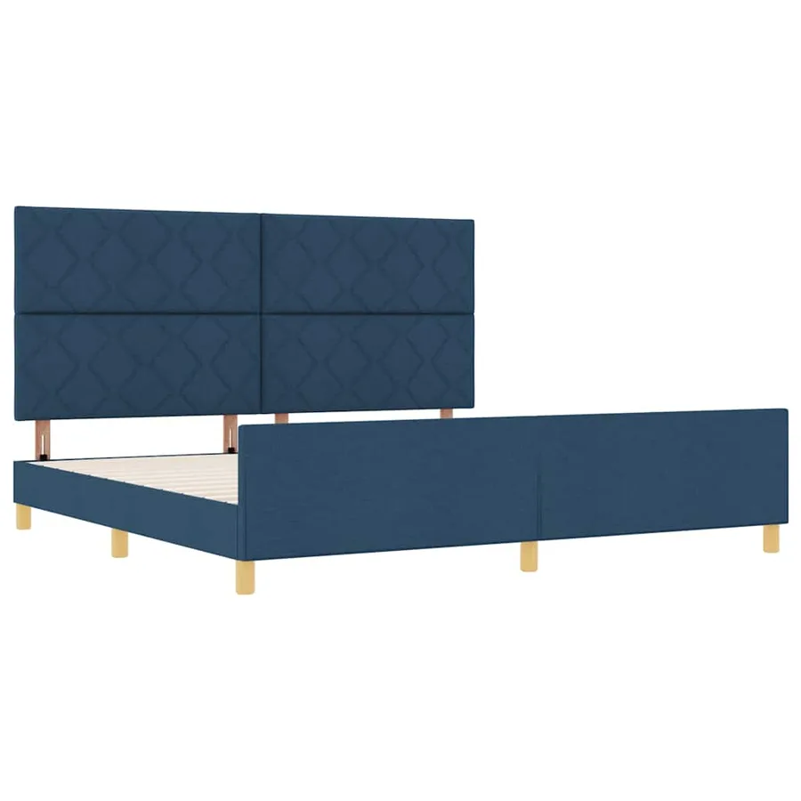 Cadre de lit avec tête de lit Bleu 200 x 200 cm tissu - 5