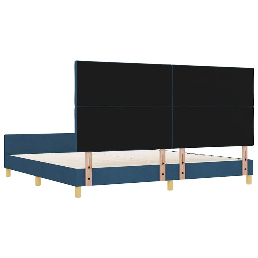 Cadre de lit avec tête de lit Bleu 200 x 200 cm tissu - 9