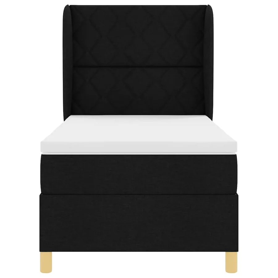 Lit à ressorts avec tête de lit Noir 200 x 100 cm tissu - 7