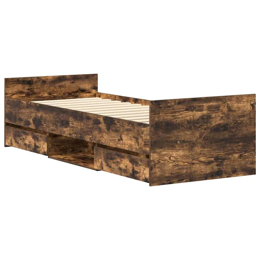 Cadre de lit sans matelas chêne fumé 90x190 cm - 4