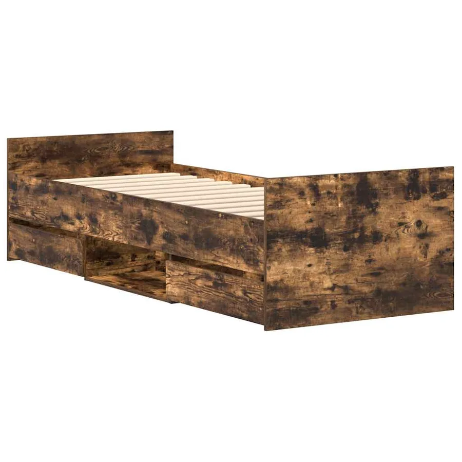 Cadre de lit sans matelas chêne fumé 90x190 cm - 8
