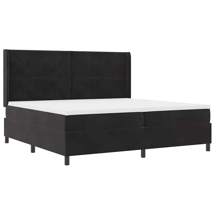 Lit à ressorts avec bandes LED Noir 200 x 200 cm Velours - 2