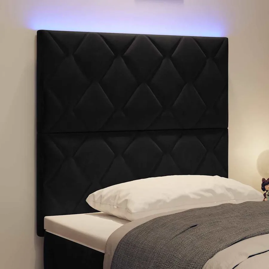 Tête de lit LED Noir 100 cm Velours - 4