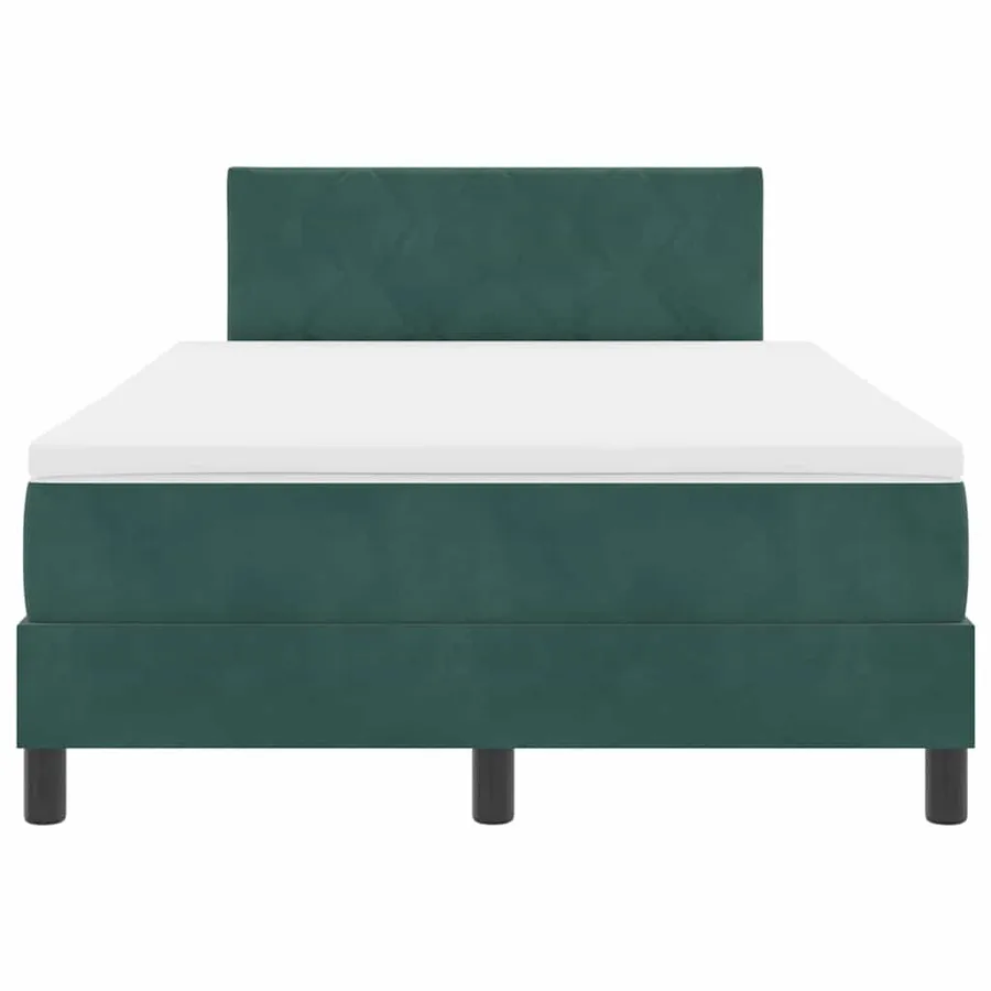 Lit à ressorts avec tête de lit Vert foncé 120 x 190 cm Velours - 7