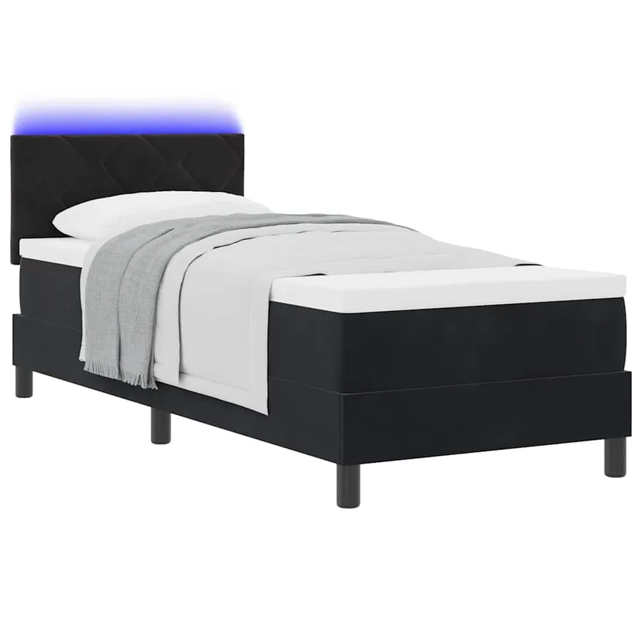 Lit à ressort LED avec bandes LED Noir 80 x 200 cm Velours - 3