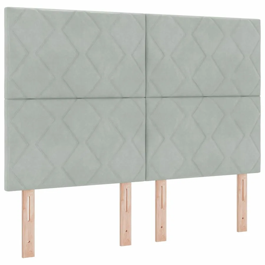 Lit à ressort LED Gris clair 140 x 190 cm Velours - 2
