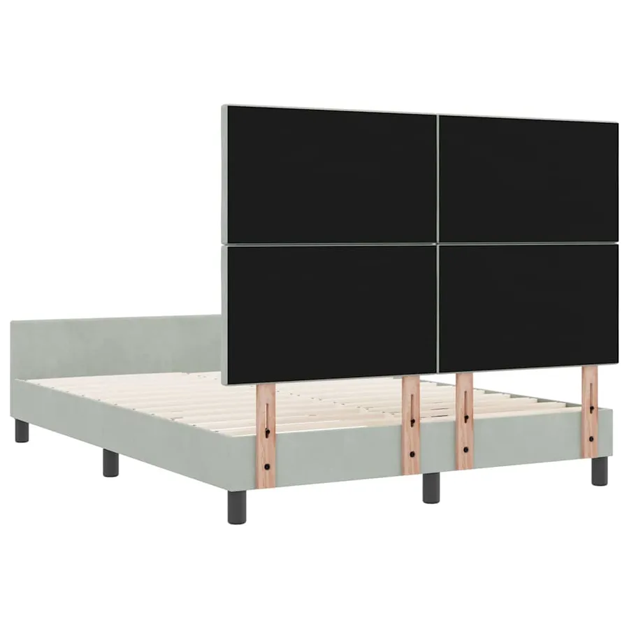 Lit à ressorts avec tête de lit Gris clair 140 x 190 cm Velours - 9