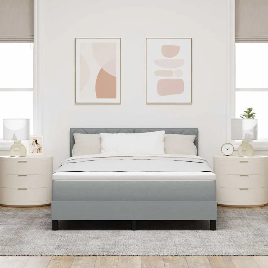 Lit à ressorts avec bandes LED Gris clair 160 x 200 cm tissu - 4