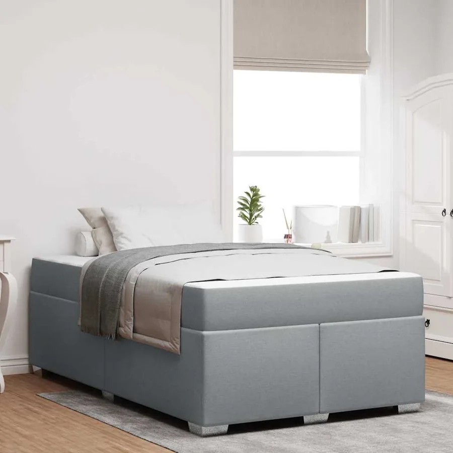 Cadre de lit avec matelas Gris clair 120 x 190 cm tissu