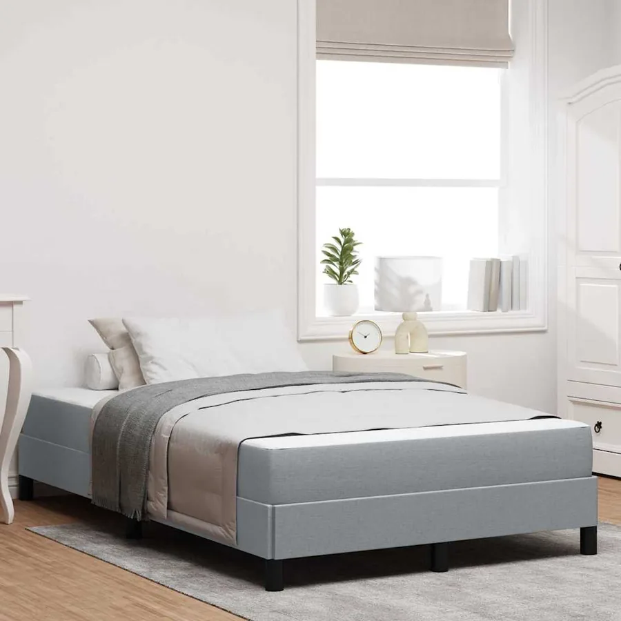 Lit à ressorts avec matelas Gris clair 120 x 190 cm tissu