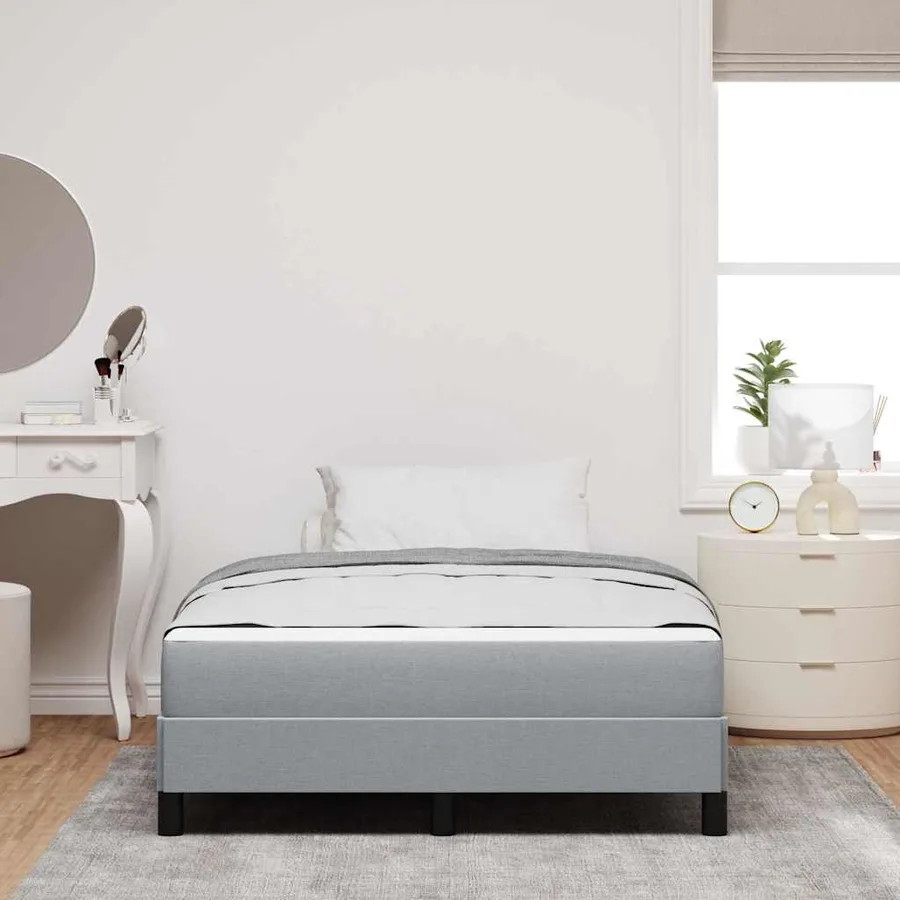 Lit à ressorts avec matelas Gris clair 120 x 190 cm tissu - 3
