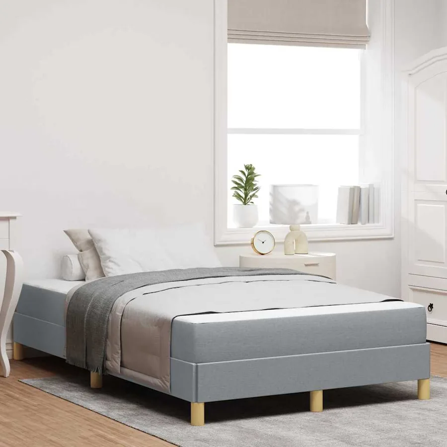 Lit à ressorts avec matelas Gris clair 120 x 190 cm tissu