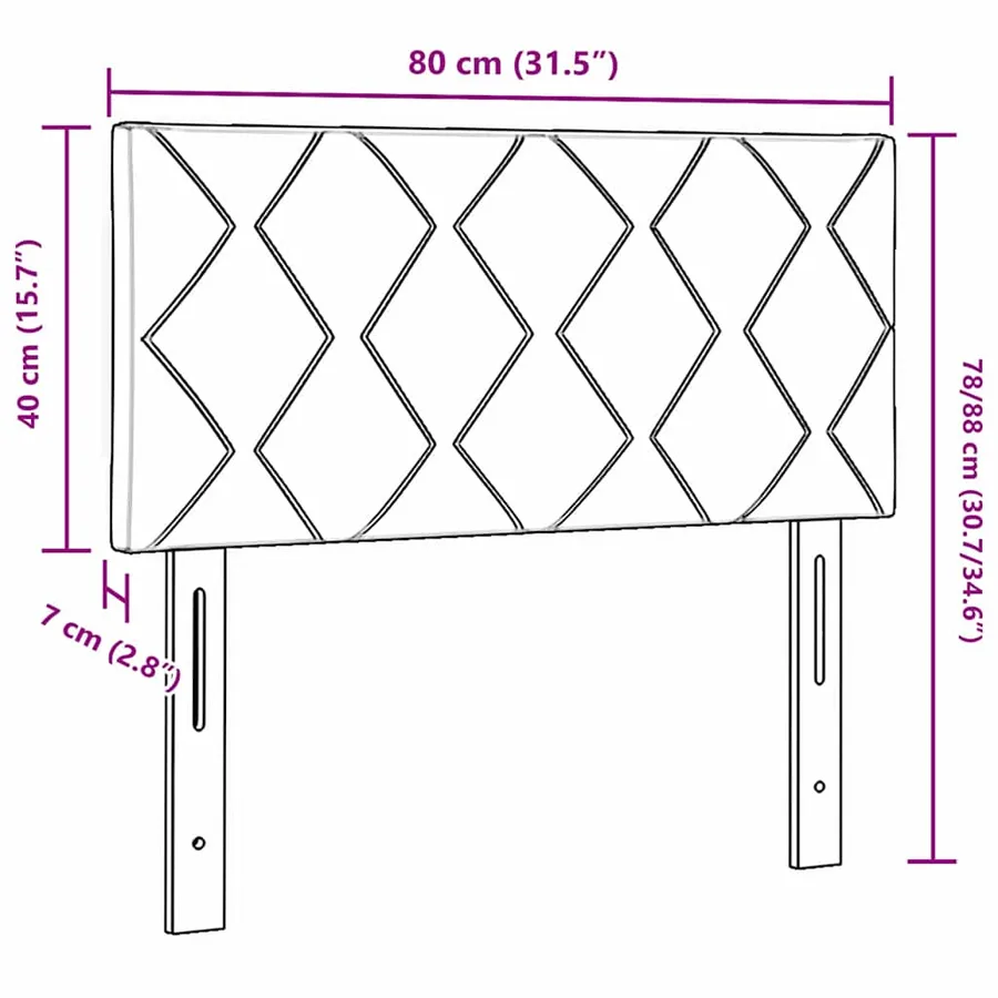 Tête de lit Gris clair 80 cm Velours - 9