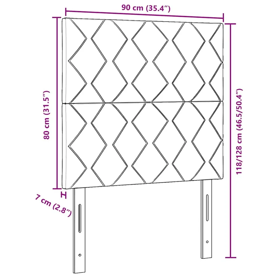 Tête de lit LED Gris clair 90 cm Velours - 10