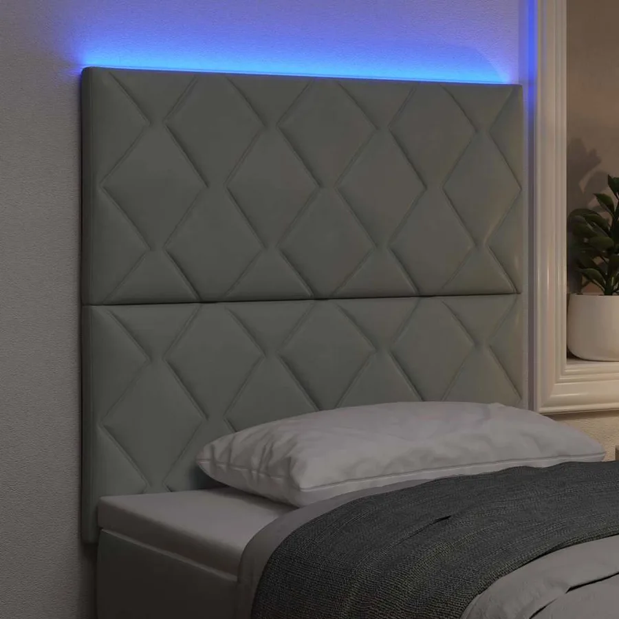Tête de lit LED Gris clair 90 cm Velours - 4