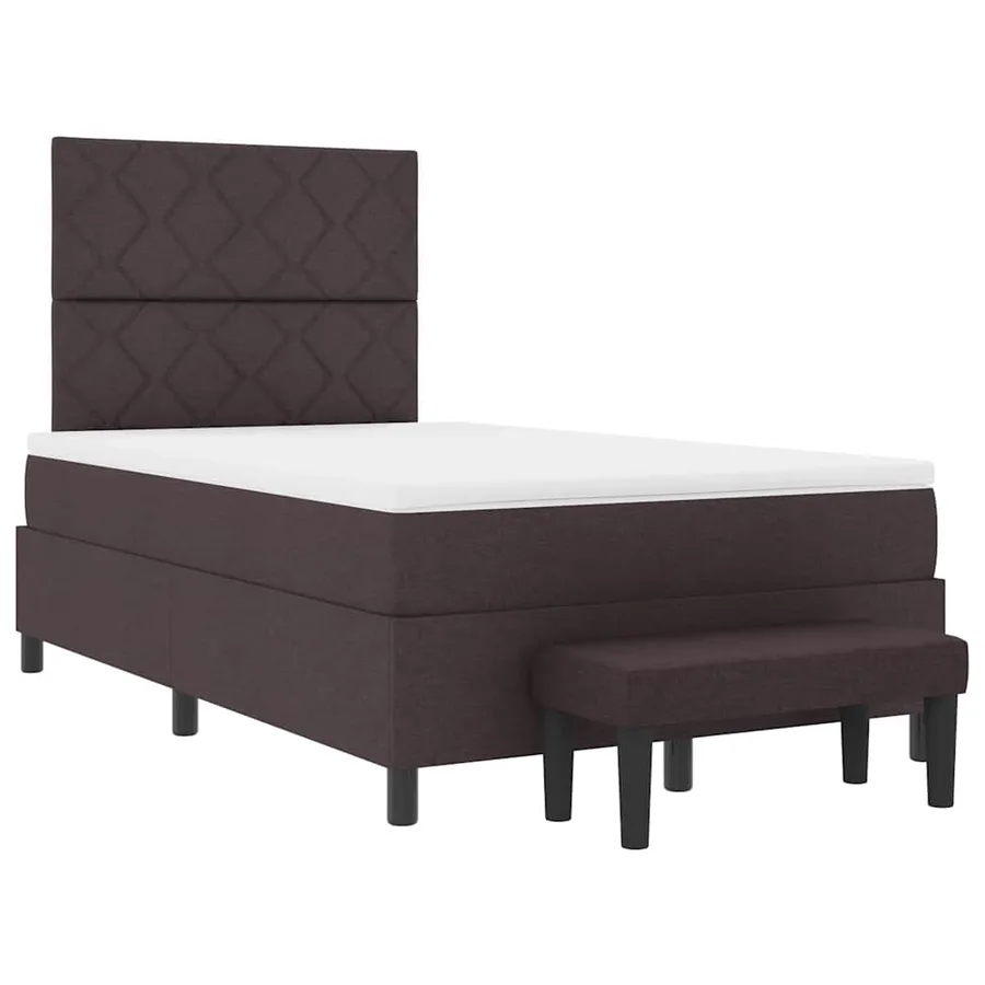 Lit à ressorts avec tête de lit Marron foncé 120 x 190 cm tissu - 7