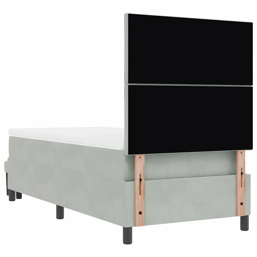 Lit à ressorts avec tête de lit Gris clair 200 x 90 cm Velours - 8
