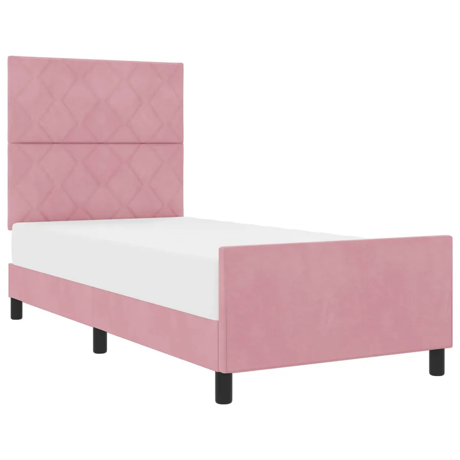 Lit à ressorts avec tête de lit Rose 90 x 200 cm Velours - 2