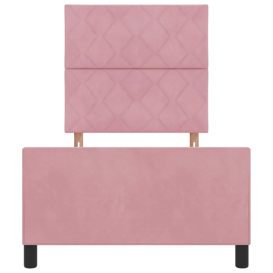 Lit à ressorts avec tête de lit Rose 90 x 200 cm Velours - 7