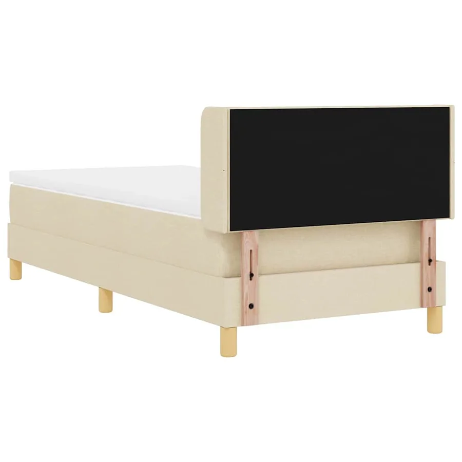 Lit à ressorts avec tête de lit Crème 190 x 90 cm tissu - 9