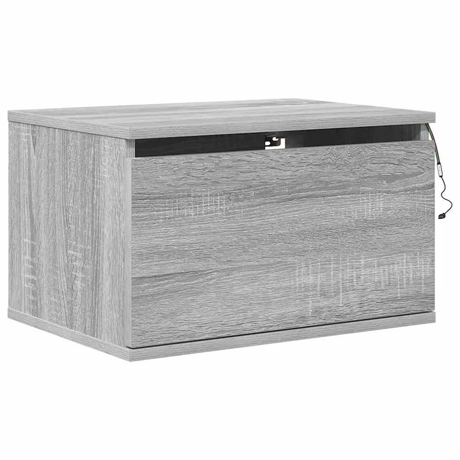Table de chevet murale avec lumières LED sonoma gris - 3