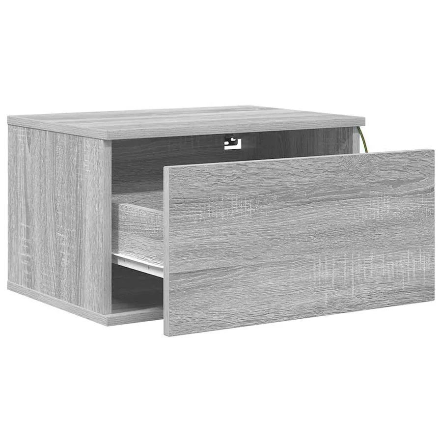 Table de chevet murale avec lumières LED sonoma gris - 6
