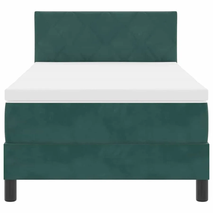 Lit à ressort LED avec matelas Vert foncé 90 x 190 cm Velours - 7